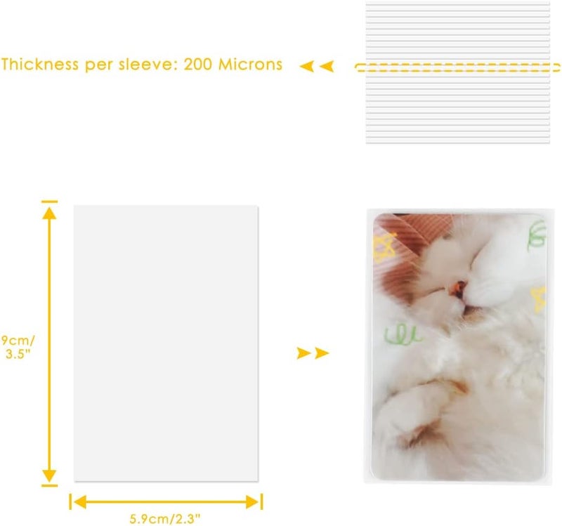 baskiss 100 Packs Photocard Sleeves, 59 x 90 mm Ultra Thickness 200 Microns CPP Clear Sleeve Idol Card Protector Holder Trading Shield Cover for 3 inch Polaroid Kpop Album Photo (Unsealable) - Image 2